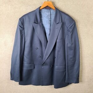English‎ Manor Jacket Mens 52R Blue Blazer Wool Double Breasted Suit Coat
